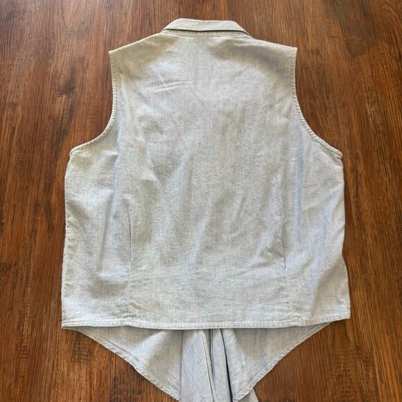 Cambridge Dry Goods Co vintage SIZE 8 sleeveless denim button front tie COTTON - Picture 4 of 9